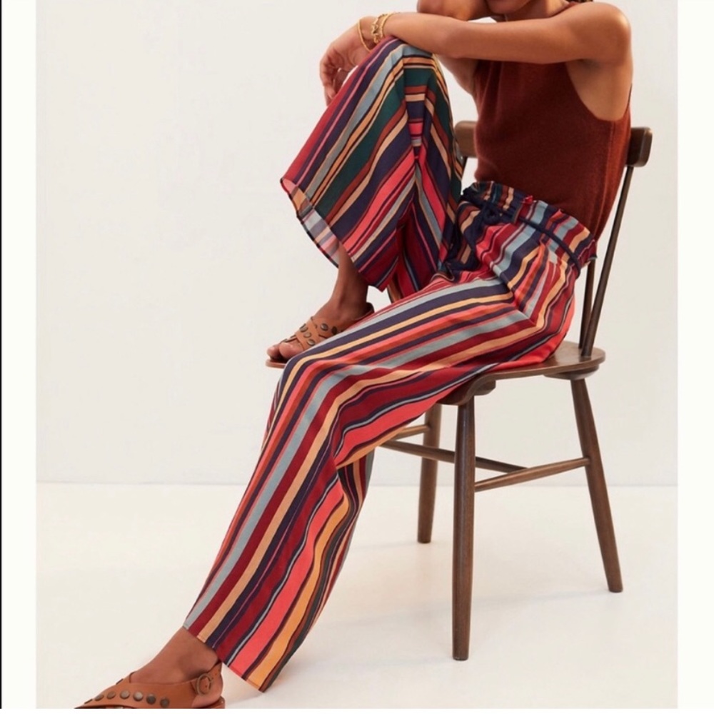 NWT Farm Rio Augustine Striped Linen Wide Leg Pants Medium